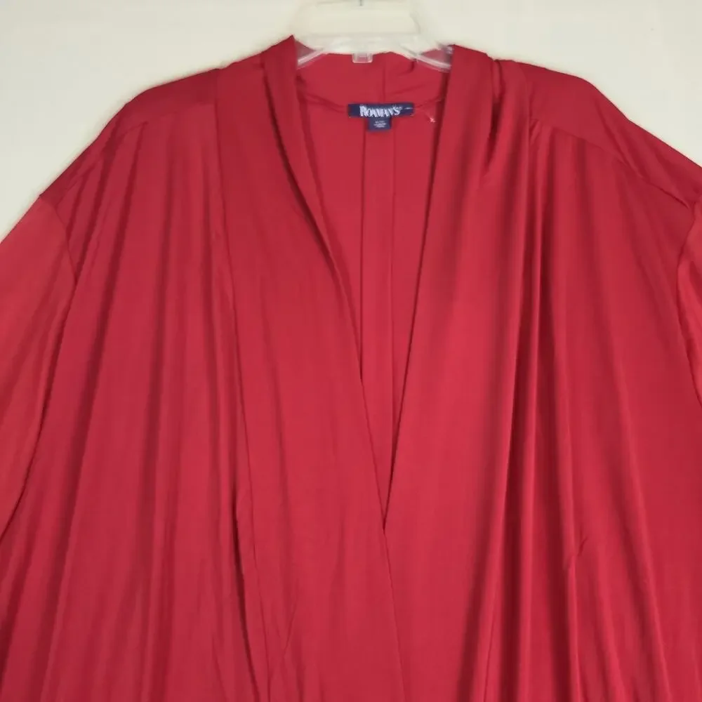 Roaman's 2 Pc Plus Size 42W Red Sequin Lace Tank & Long Sheer Open Front Duster